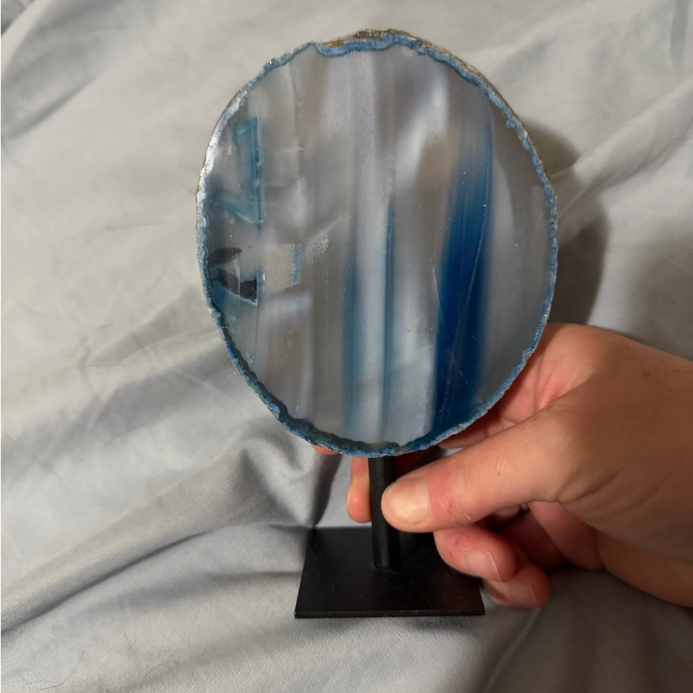Blue Agate Slice on Stand